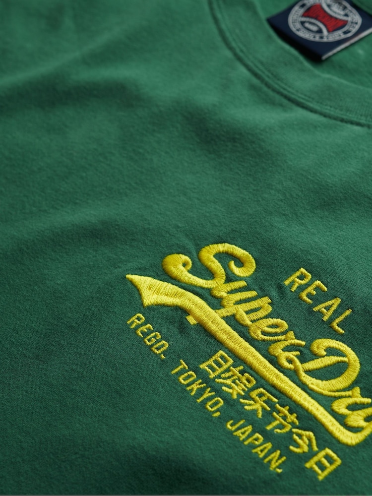 Superdry Green Vintage Logo Embroidered Relaxed T-Shirt - Image 6 of 6