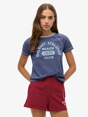 Superdry Blue Athletic Raglan Graphic T-Shirt - Image 1 of 4