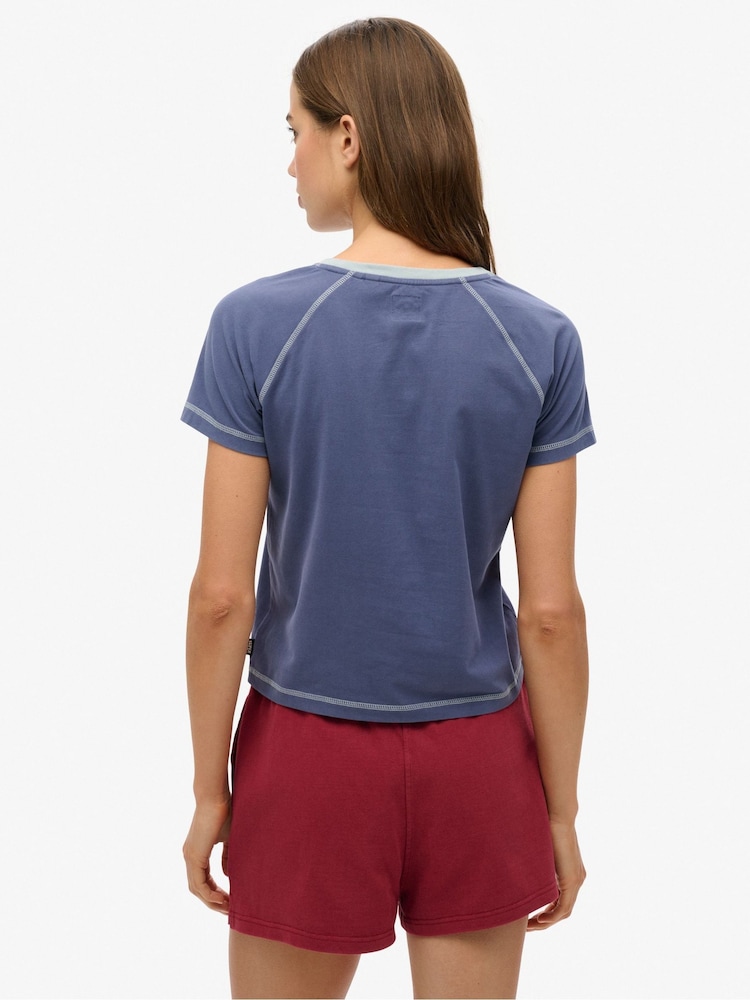 Superdry Blue Athletic Raglan Graphic T-Shirt - Image 2 of 4
