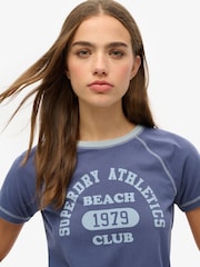 Superdry Blue Athletic Raglan Graphic T-Shirt - Image 4 of 4