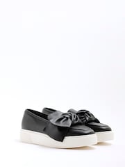 River Island Black Wide Fit Slip on Bow Trainers - Image 2 of 5