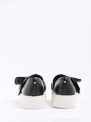 River Island Black Wide Fit Slip on Bow Trainers - Image 3 of 5