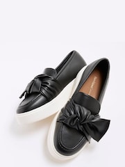 River Island Black Wide Fit Slip on Bow Trainers - Image 4 of 5