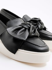 River Island Black Wide Fit Slip on Bow Trainers - Image 5 of 5
