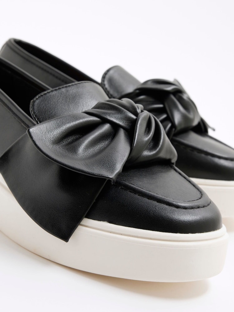 River Island Black Wide Fit Slip on Bow Trainers - Image 5 of 5