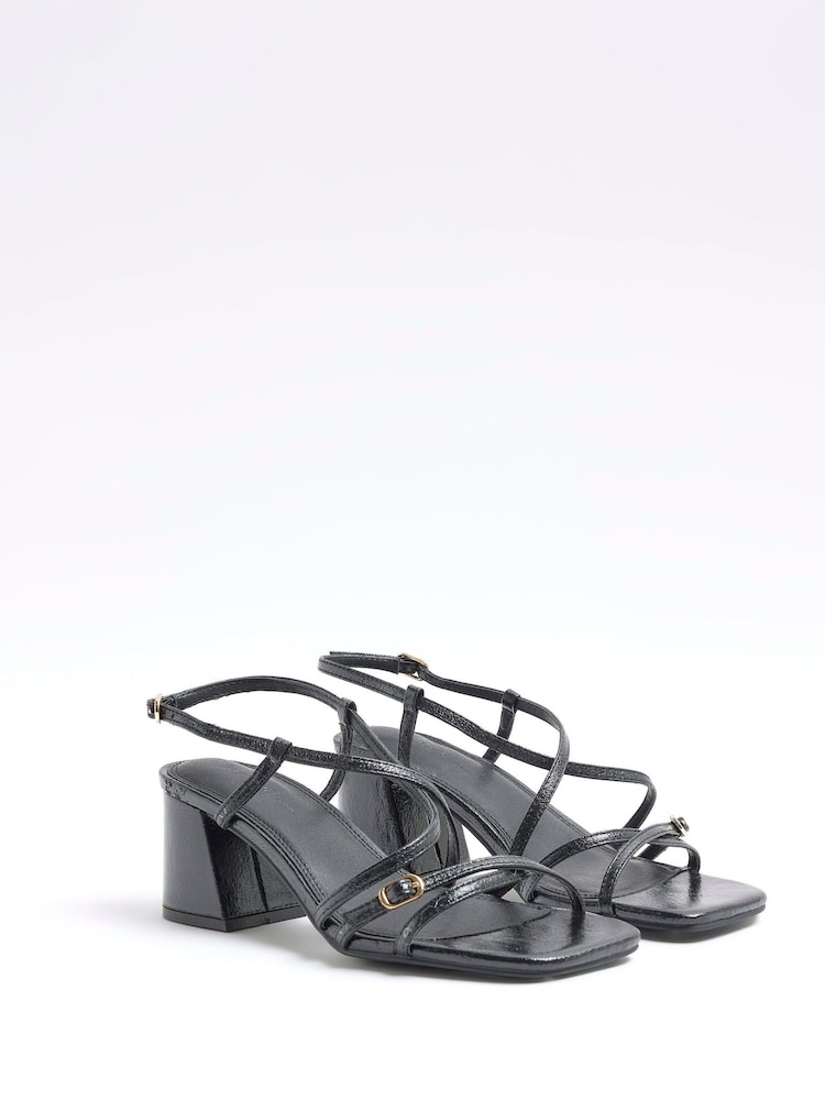 River Island Black Wide Fit Strappy Block Heel Sandals - Image 3 of 6