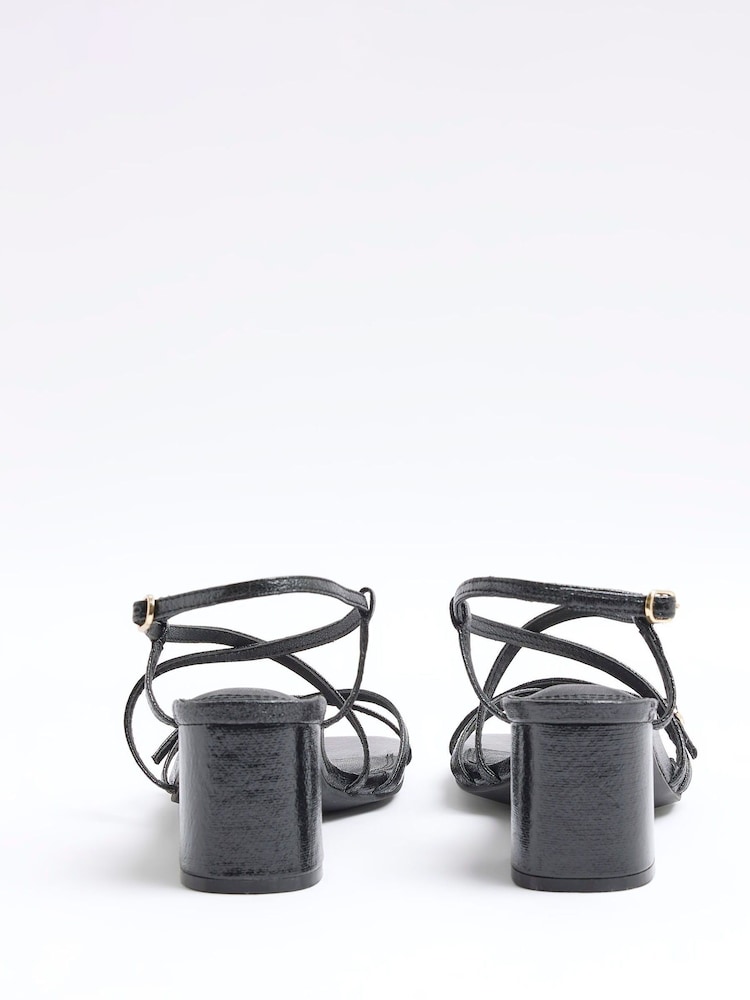 River Island Black Wide Fit Strappy Block Heel Sandals - Image 4 of 6