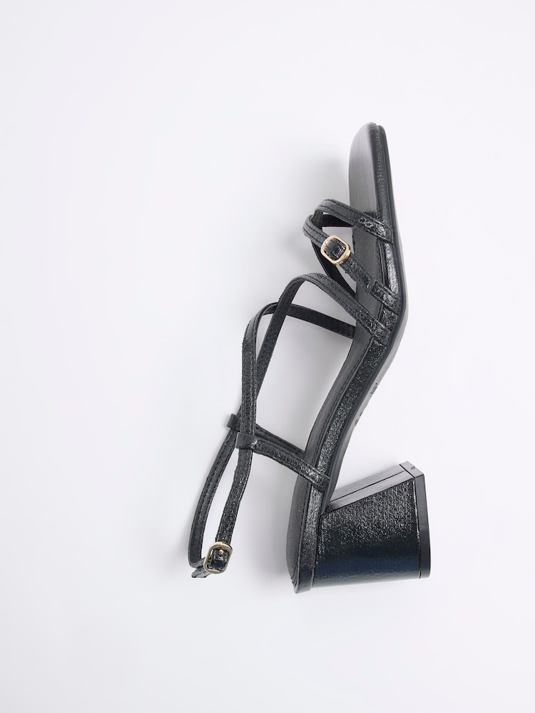 River Island Black Wide Fit Strappy Block Heel Sandals - Image 5 of 6