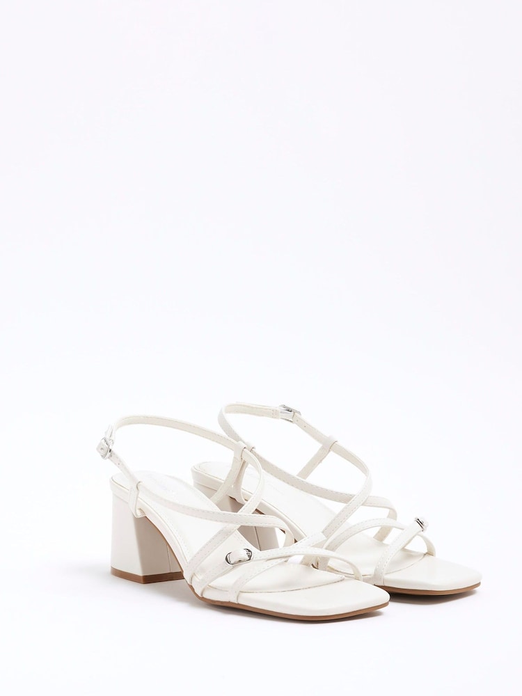Blanc - River Island Coupe ample Sandales à talons carrés à bretelles - Image 3 of 6