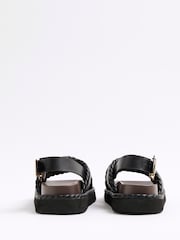 River Island Black Wide Fit Cross Strap Sandals - Image 4 of 6
