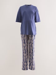 Navy Hamish The Highland Cow Maternity Short Sleeve Pyjamas - Image 1 of 4