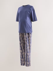 Navy Hamish The Highland Cow Maternity Short Sleeve Pyjamas - Image 2 of 4