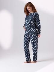 Navy Spot Maternity Long Sleeve Pyjamas - Image 2 of 9
