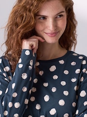 Navy Spot Maternity Long Sleeve Pyjamas - Image 3 of 9