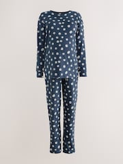 Navy Spot Maternity Long Sleeve Pyjamas - Image 6 of 9