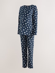 Navy Spot Maternity Long Sleeve Pyjamas - Image 7 of 9