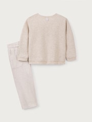 The White Company 100% Cotton Bear Sweatshirt & Stripe White Trousers - Imagem 6 de 6