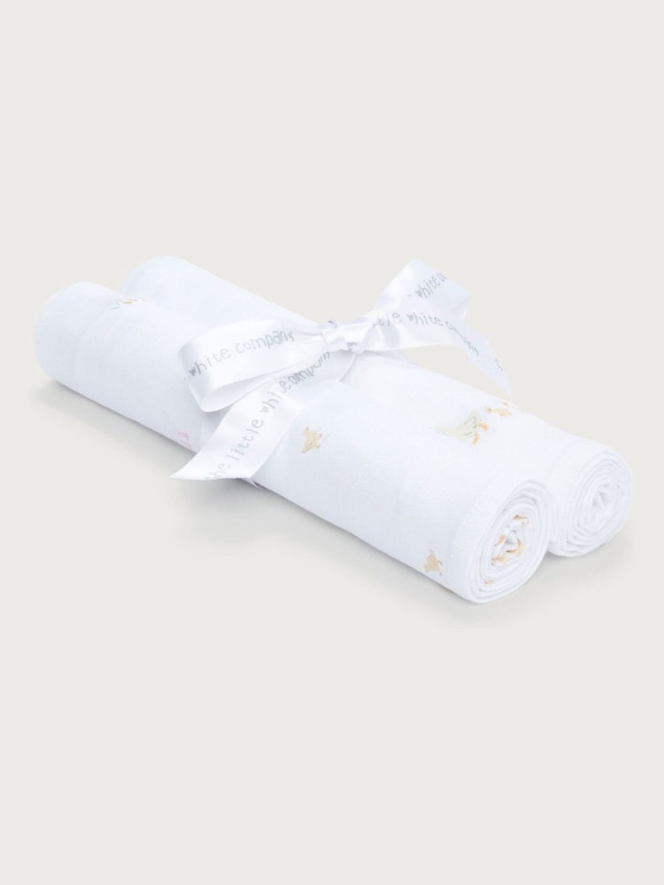 The White Company 100% organski bombaž Puddle Ducks bela Muslins 2 Pakiranje - Slika 1 iz 3