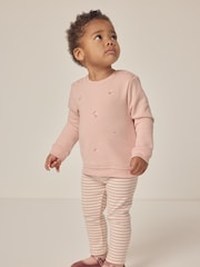 The White Company Pink 100% Cotton Strawberry & Cherries Embroidered Sweatshirt & Legging Set - Image 1 of 6