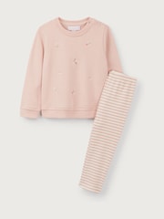 The White Company Pink 100% Cotton Strawberry & Cherries Embroidered Sweatshirt & Legging Set - Image 5 of 6