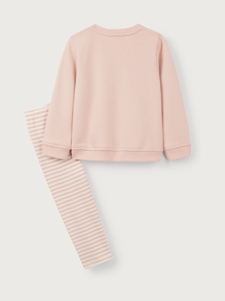 The White Company Pink 100% Cotton Strawberry & Cherries Embroidered Sweatshirt & Legging Set - Image 6 of 6