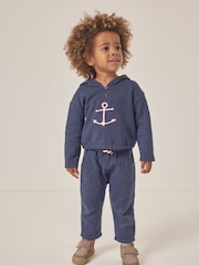 The White Company Blue 100% Cotton Quilted Anchor Hoodie & Joggers Set - Imagem 1 de 6