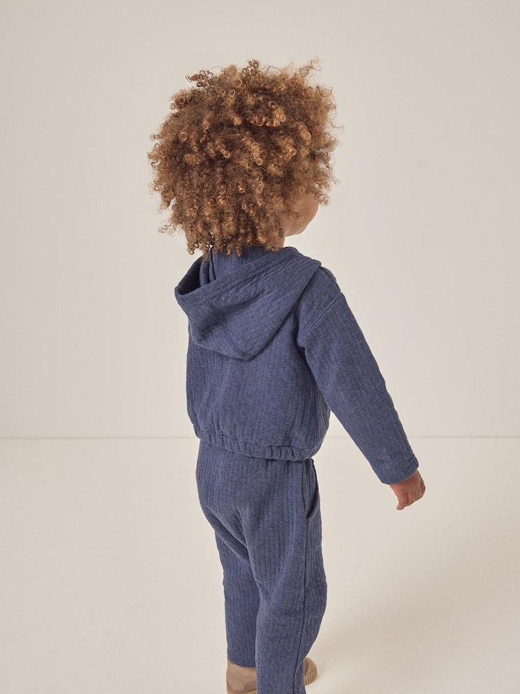 The White Company Blue 100% Cotton Quilted Anchor Hoodie & Joggers Set - Imagem 2 de 6