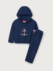 The White Company Blue 100% Cotton Quilted Anchor Hoodie & Joggers Set - Imagem 5 de 6