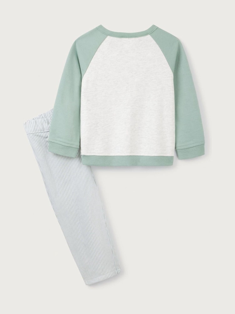The White Company Green 100% Cotton Turtle Sweatshirt & Stripe Twill Trousers Set - Image 6 of 6 The White Company Green 100% Cotton Turtle Sweatshirt & Stripe Twill Trousers Set - Image 6 of 6