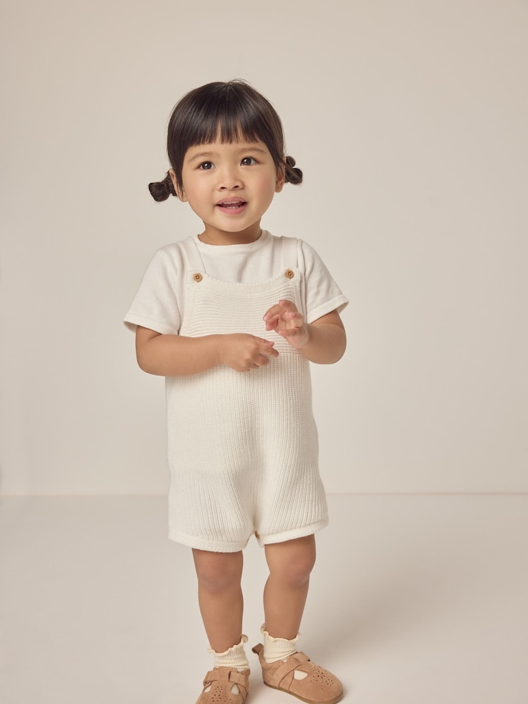 The White Company 100% Cotton Knitted White Bubble & T-Shirt Set - Image 2 of 6