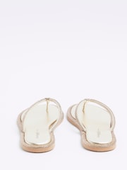River Island Gold Toe Thong Embellished Sandals - Image 3 of 5