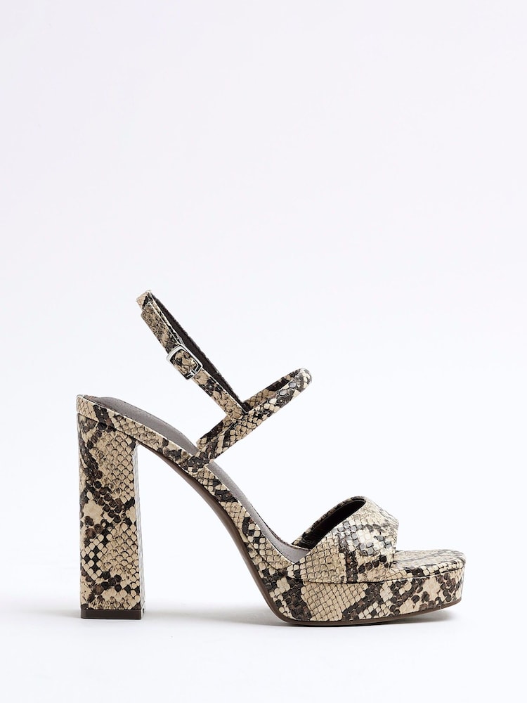 رمادي - River Island Sling Back Platform Sandals - صورة 2 من 6