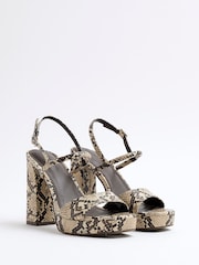 رمادي - River Island Sling Back Platform Sandals - صورة 3 من 6