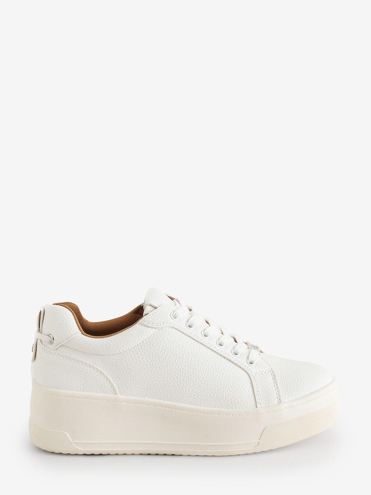 River Island White Lace-Up Flatform Trainers - Image 1 of 1