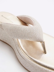 River Island Silver Toe Thong Wedge Sandals - Image 5 of 6