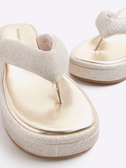 River Island Silver Toe Thong Wedge Sandals - Image 6 of 6