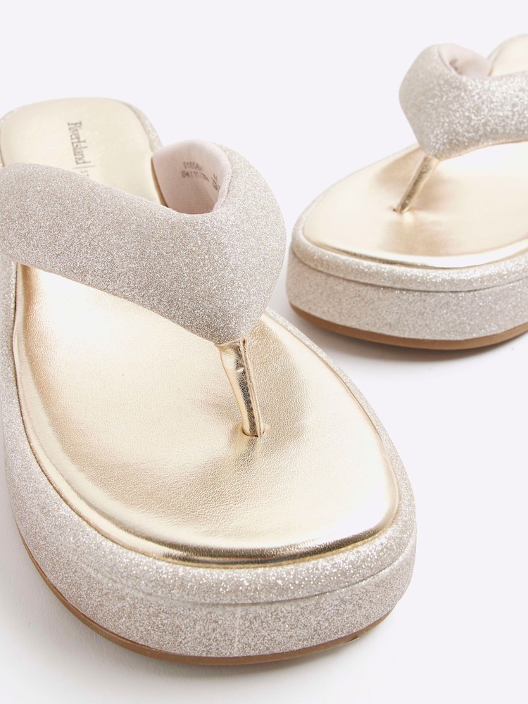 River Island Silver Toe Thong Wedge Sandals - Image 6 of 6