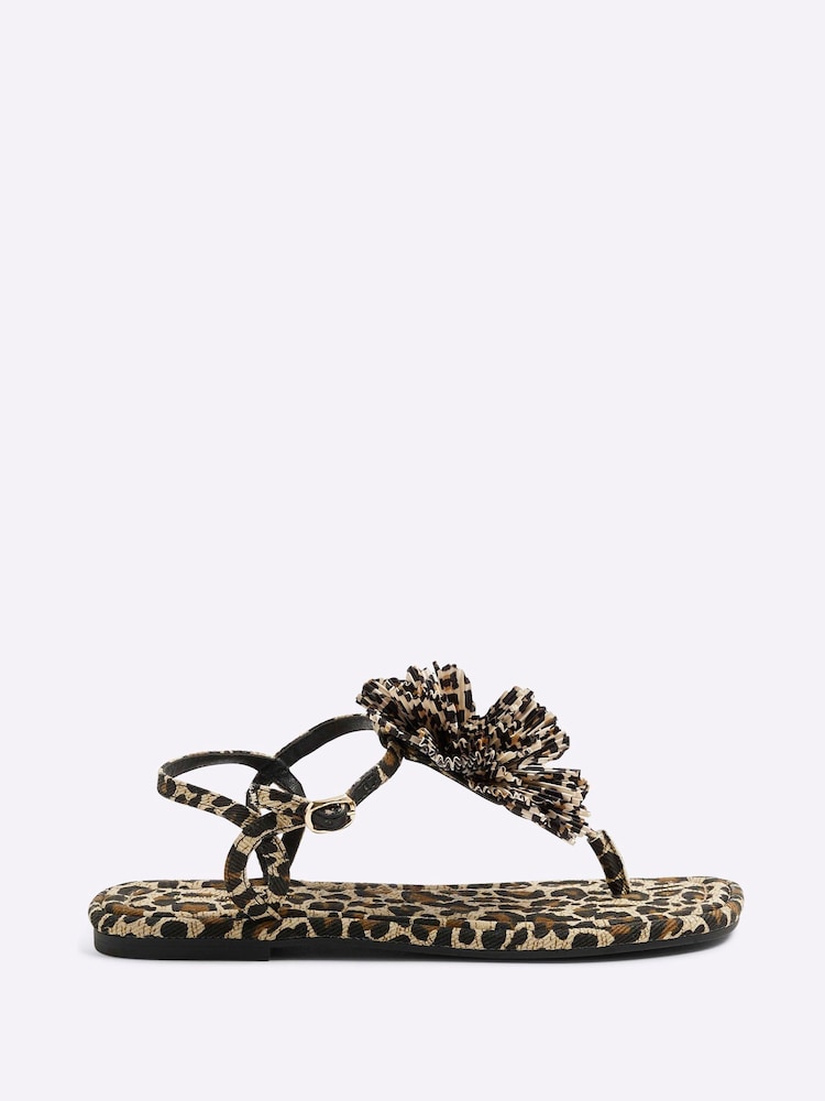 River Island Brown 3D Flower Strappy Sandals - Image 1 of 5