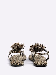 River Island Brown 3D Flower Strappy Sandals - Image 3 of 5