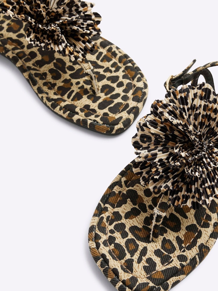 River Island Brown 3D Flower Strappy Sandals - Image 5 of 5