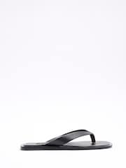 River Island Black Leather Toe Thong Flat Sandals - Image 3 of 7