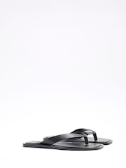 River Island Black Leather Toe Thong Flat Sandals - Image 4 of 7