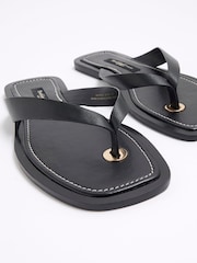 River Island Black Leather Toe Thong Flat Sandals - Image 6 of 7