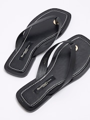 River Island Black Leather Toe Thong Flat Sandals - Image 7 of 7