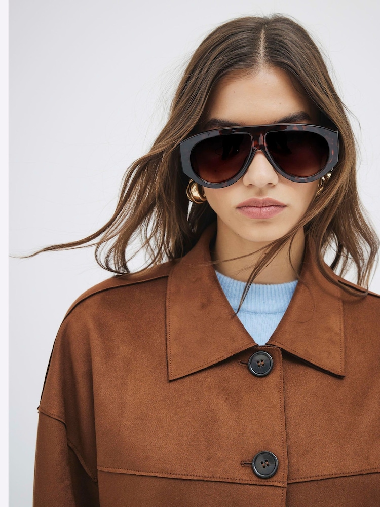 River Island Brown Suedette Overshirt - Image 4 of 6