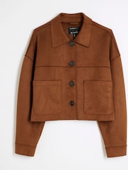 River Island Brown Suedette Overshirt - Image 5 of 6