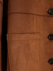 River Island Brown Suedette Overshirt - Image 6 of 6
