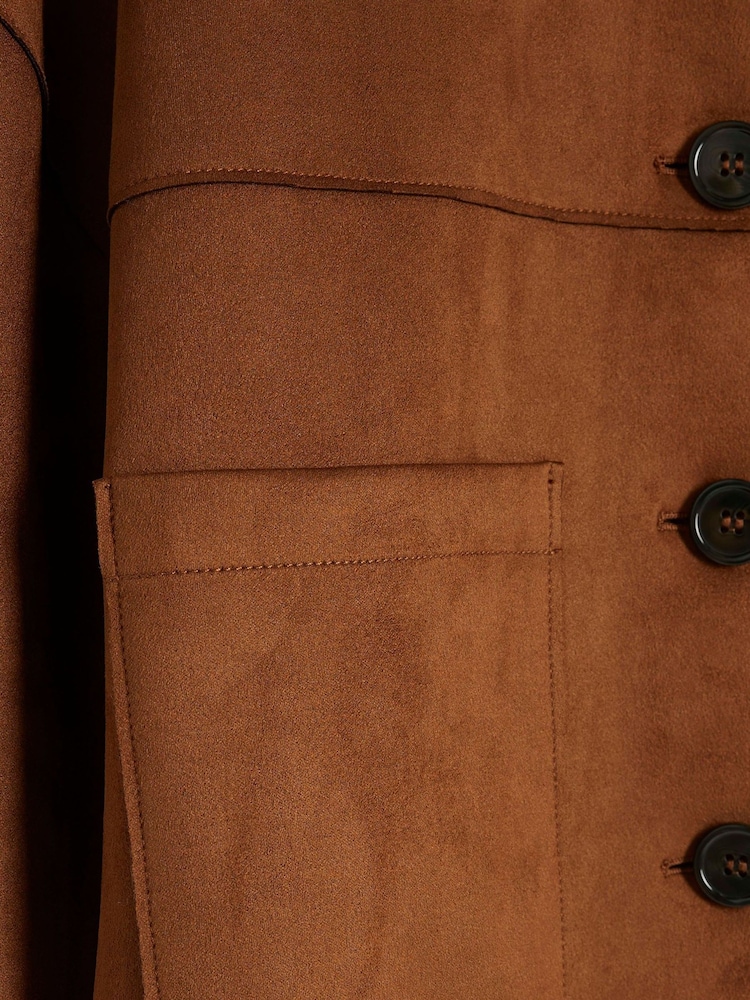 River Island Brown Suedette Overshirt - Image 6 of 6