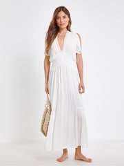 JD Williams White Beach To Beach Rayon Crepe Maxi Beach Dress - Image 5 of 6