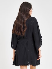 JD Williams Black Beach To Beach Broderie Beach Kaftan - Image 3 of 4